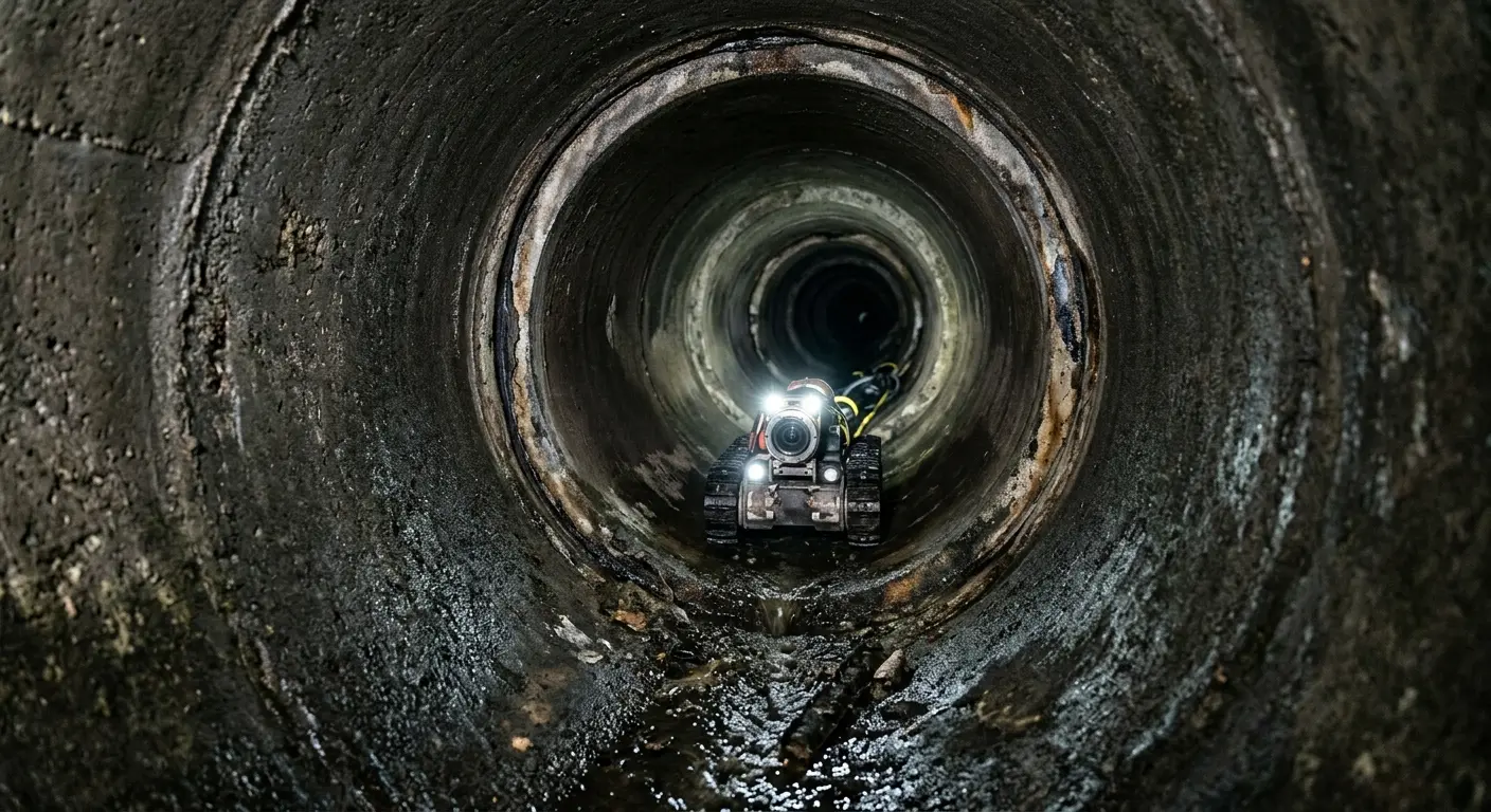 Robotic sewer camera inspecting pipe interior for Sewer Line Repair in Fountain Valley